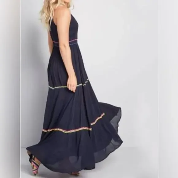Modcloth Maxi Dress Blue Ribbon Accent BNWOT - Picture 11 of 11